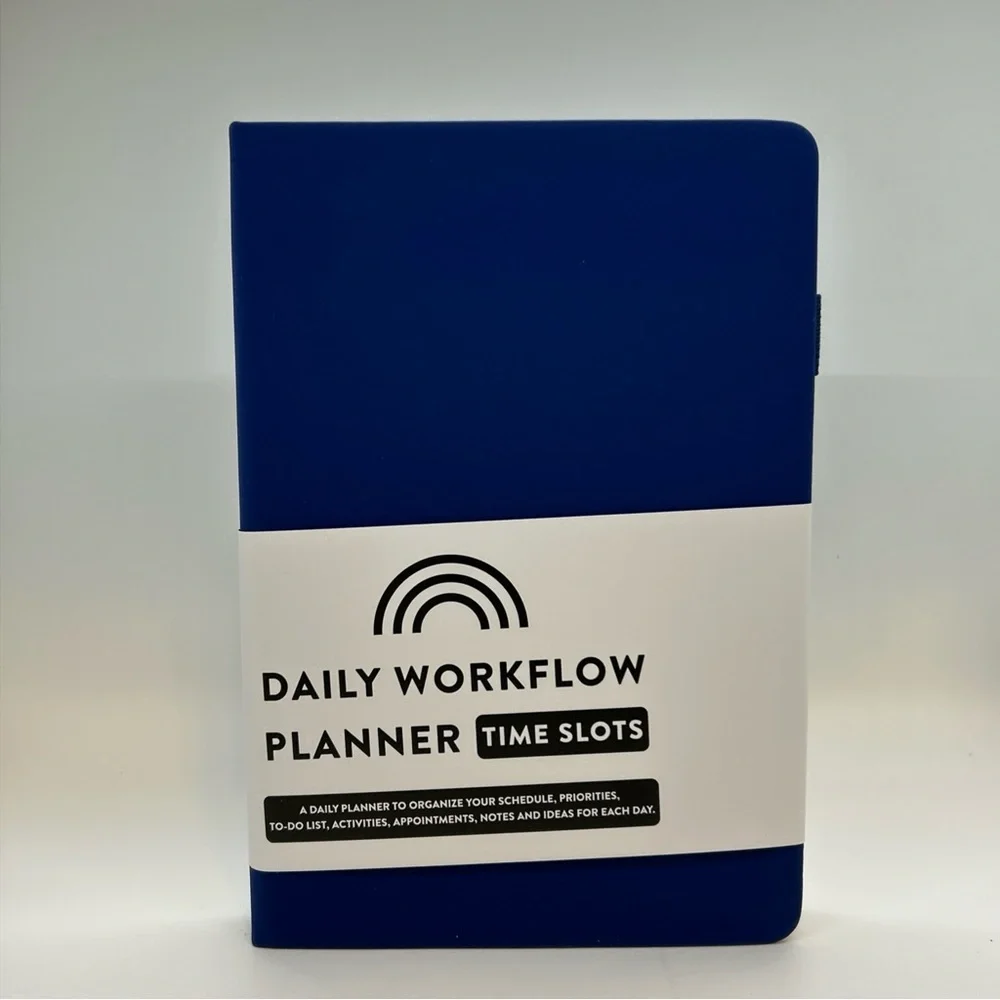 Daily Workflow Planner Timeslots NEW Blue Task Calendar UNDATED Monthly Weekly